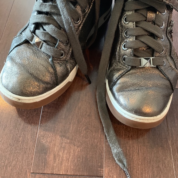 Michael Kors Glam High Top Studded Bronze Sneakers - Picture 3 of 9